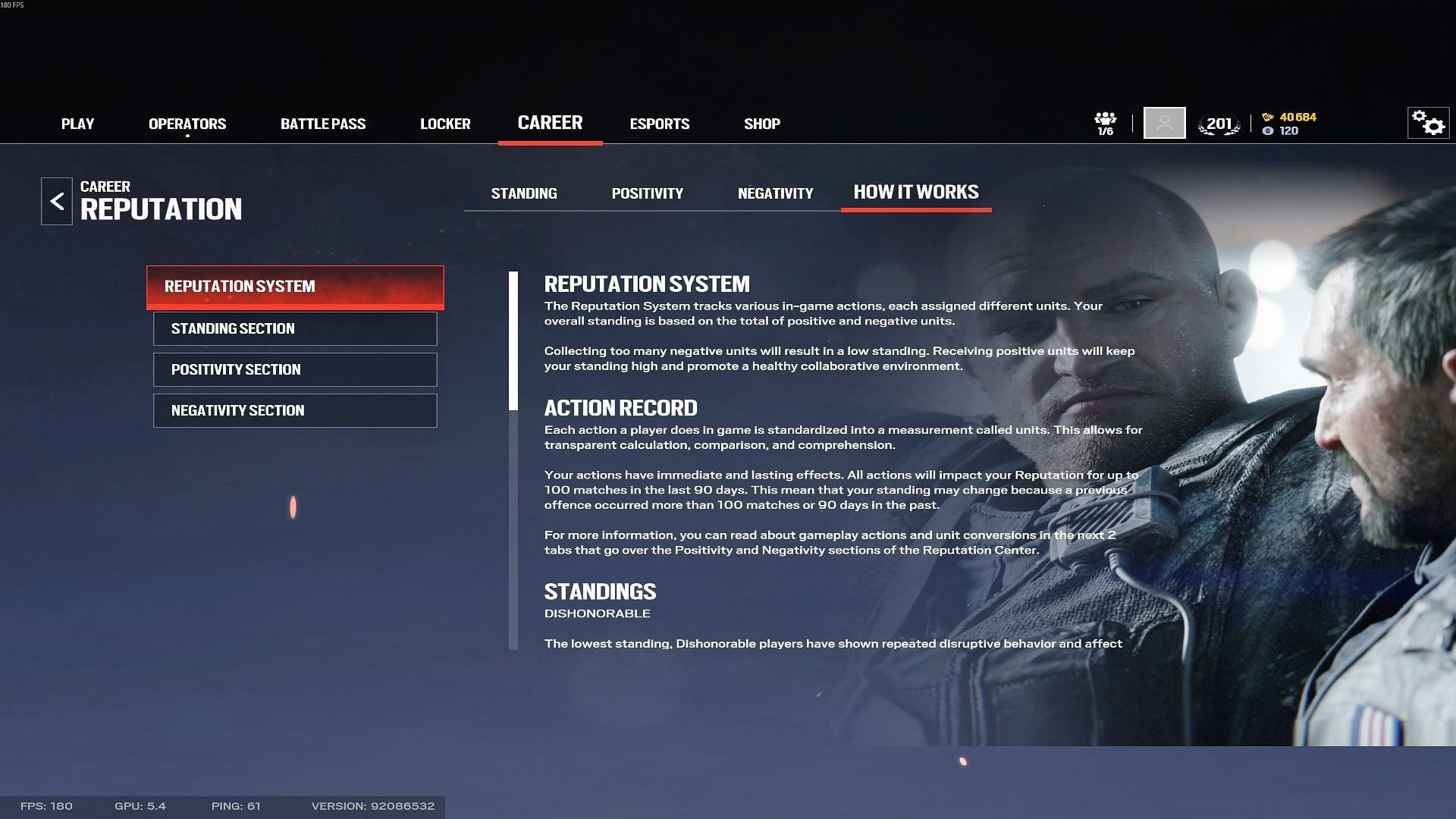 All Standings in Rainbow Six Siege Reputation system (Image via Ubisoft )